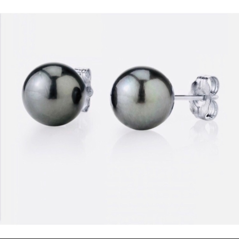 💗 Grey Pearl Stud Large Earrings NEW - Picture 4 of 4